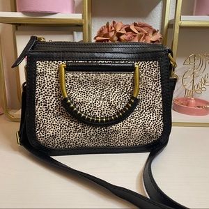 Fossil Ryder mini satchel white cheetah bag